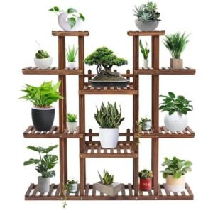 9 tier wooden plant shelf for indoor plants and display 419 1