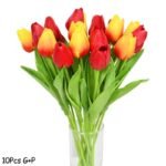 bouquet de 10pcs fleurs artificielles tulipes realistes mix6 artificial flowers 284 1