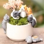 Décorations De Plantes Avec 6 Adorables Chats Mignons En Résine