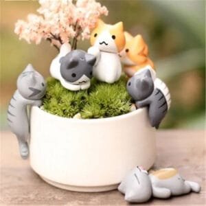 Décorations De Plantes Avec 6 Adorables Chats Mignons En Résine