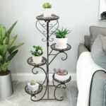 Étagère à plantes en fer élégante pour la décoration intérieure et extérieure
