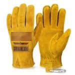 gants de travail en cuir vache extensibles a prise robuste yellow logo l gloves 707 1