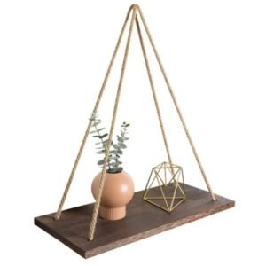 handmade wooden plant swing for boho decor and space saving display carbonized 247 1