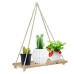 handmade wooden plant swing for boho decor and space saving display wood 193 1
