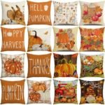 Housse De Coussin Automnal Avec Impression De Citrouille Et Fermeture Zippée