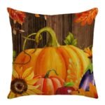Housse De Coussin Automnal Avec Impression De Citrouille Et Fermeture Zippée