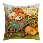 Housse De Coussin Automnal Avec Impression De Citrouille Et Fermeture Zippée