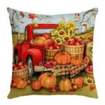 Housse De Coussin Automnal Avec Impression De Citrouille Et Fermeture Zippée