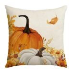 Housse De Coussin Automnal Avec Impression De Citrouille Et Fermeture Zippée