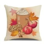 Housse De Coussin Automnal Avec Impression De Citrouille Et Fermeture Zippée
