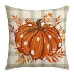 Housse De Coussin Automnal Avec Impression De Citrouille Et Fermeture Zippée