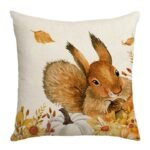 Housse De Coussin Automnal Avec Impression De Citrouille Et Fermeture Zippée