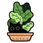 Jolie épingle émaillée De Chaton Dans Une Plante Décorative
