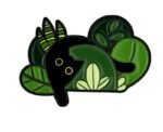 Jolie épingle émaillée De Chaton Dans Une Plante Décorative