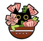 Jolie épingle émaillée De Chaton Dans Une Plante Décorative