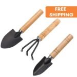 Kit De Jardinage Mini 3 Outils Avec Manche En Bois Antidérapant