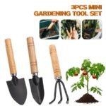 Kit De Jardinage Mini 3 Outils Avec Manche En Bois Antidérapant
