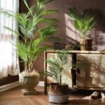 Feuilles de palmier artificielles réalistes avec tiges pliables – Décoration imperméable.