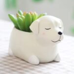 Pot De Fleurs En Résine Avec Design De Chien Cartoon