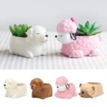 Pot De Fleurs En Résine Avec Design De Chien Cartoon