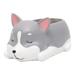 pot de fleurs en resine avec design chien cartoon pour succulentes huskie succulent 429 1
