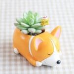 Pot De Fleurs En Résine Avec Design De Chien Cartoon Pour Succulentes