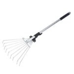 rateau a feuilles extensible en acier inoxydable pour le jardin garden rake tool 538 1