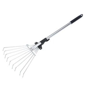 rateau a feuilles extensible en acier inoxydable pour le jardin garden rake tool 538 1