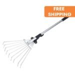 rateau a feuilles extensible en acier inoxydable pour le jardin garden rake tool 592 1