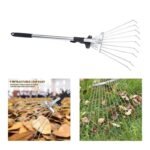 rateau a feuilles extensible en acier inoxydable pour le jardin garden rake tool 661 1