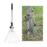 rateau a feuilles extensible en acier inoxydable pour le jardin garden rake tool 979 1