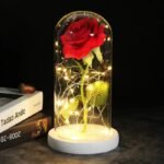 rose artificielle sous dome avec lumieres elegantes artificial flowers 280 1