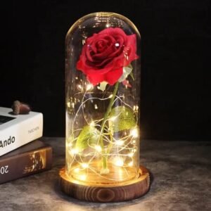 rose artificielle sous dome avec lumieres elegantes artificial flowers 457 1