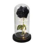 rose artificielle sous dome avec lumieres elegantes black base artificial flowers 113 1