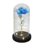rose artificielle sous dome avec lumieres elegantes black base blue 3 artificial flowers 991 1