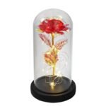 rose artificielle sous dome avec lumieres elegantes black base red 3 artificial flowers 887 1