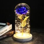 rose artificielle sous dome avec lumieres elegantes blue artificial flowers 578 1