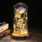 rose artificielle sous dome avec lumieres elegantes brown base bright artificial flowers 858 1