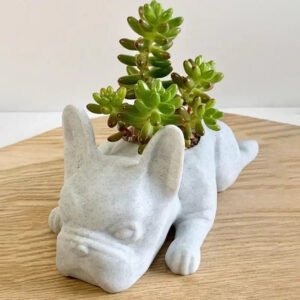 Statue Chiot Bouledogue: Pot De Fleurs Charmant Et Original