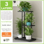 support de fleurs en fer elegance et durabilite pour votre espace 3 layers dark grey 486 1