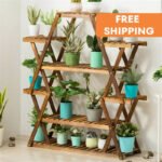 Support De Plantes En Bois à Plusieurs Niveaux Pour Intérieur Et Extérieur - Bois