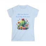t shirt cactus femme en coton avec epaules renforcees light blue s t shirt 941 1