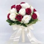 Bouquet Chic Pour Fleurs Mariage Civil Et événements Spéciaux - Rouge Foncé Et Blanc