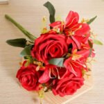 Bouquet De Fleurs Artificielles Pour Mariage - Rouge