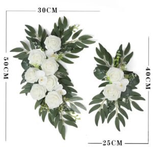 Bouquet De Fleurs De Mariage En Roses Blanches - 50cm Et 40cm