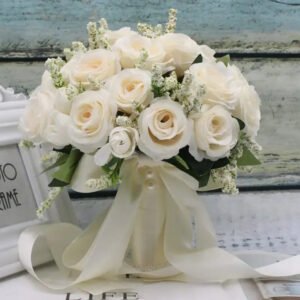 Bouquet De Mariage En Fleurs Artificielles élégantes - Blanc