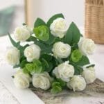 Bouquet De Roses Artificielles élégantes Pour Décoration - Blanc
