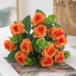 Bouquet De Roses Artificielles élégantes Pour Décoration - Orange