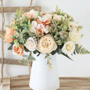 bouquet de roses en fleurs artificielles elegantes de rose 980