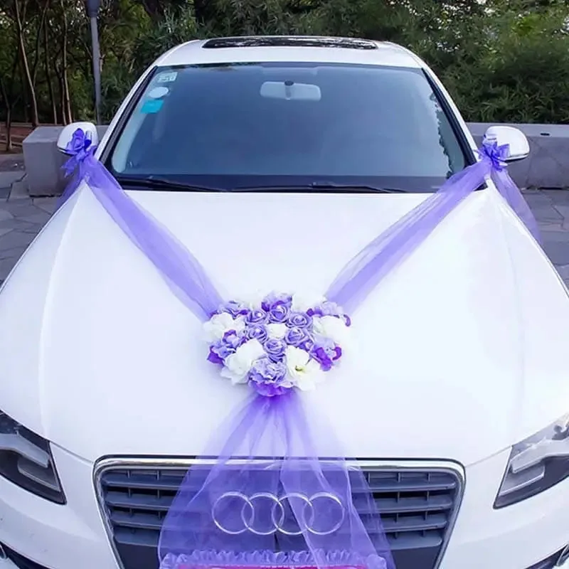 bouquet de roses pour voiture mariage violet de rose 526